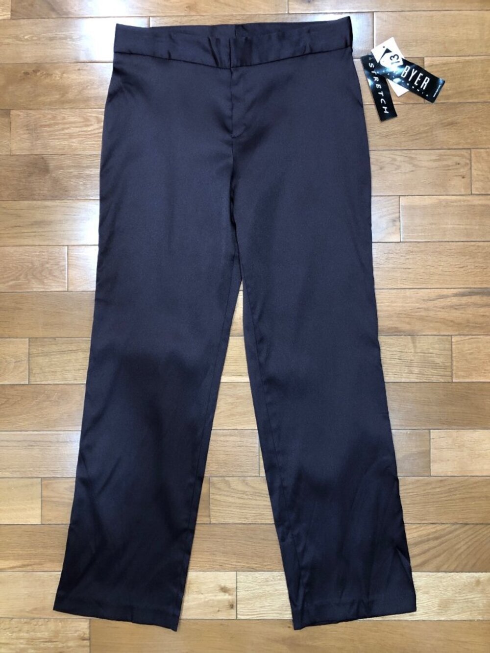 NWT A Byer California Rich Plum Straight Leg Satin Stretch Dress Pants Size 13